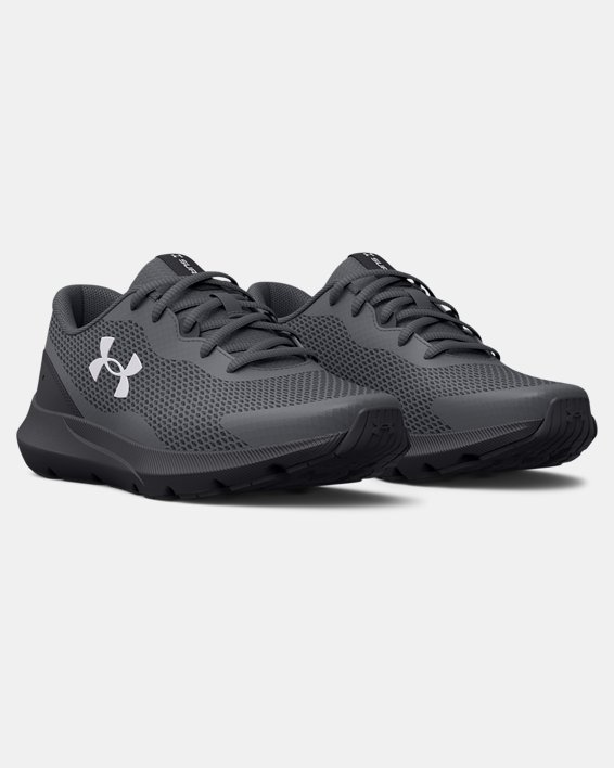Boys' Grade School UA Surge 3 Running Shoes, Gray, pdpMainDesktop image number 3
